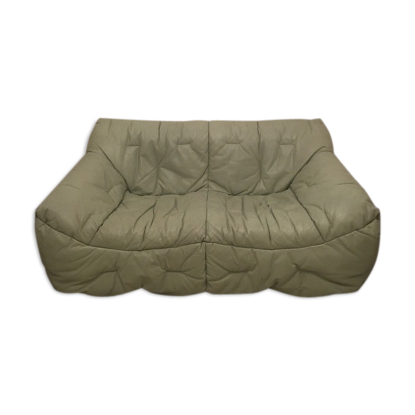 Hans Hopfer Roche-Bobois green leather sofa