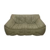Hans Hopfer Roche-Bobois green leather sofa