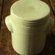 Pot glazed stoneware beige lid handles