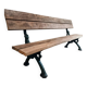 Antique French park bench in cast iron and oak – Sea green patina, 220 cm