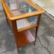 Vintage Scandinavian console in solid wood with glass, 103cm.
