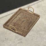 Rectangular Asian handmade basket with circular handle L:45 l:35