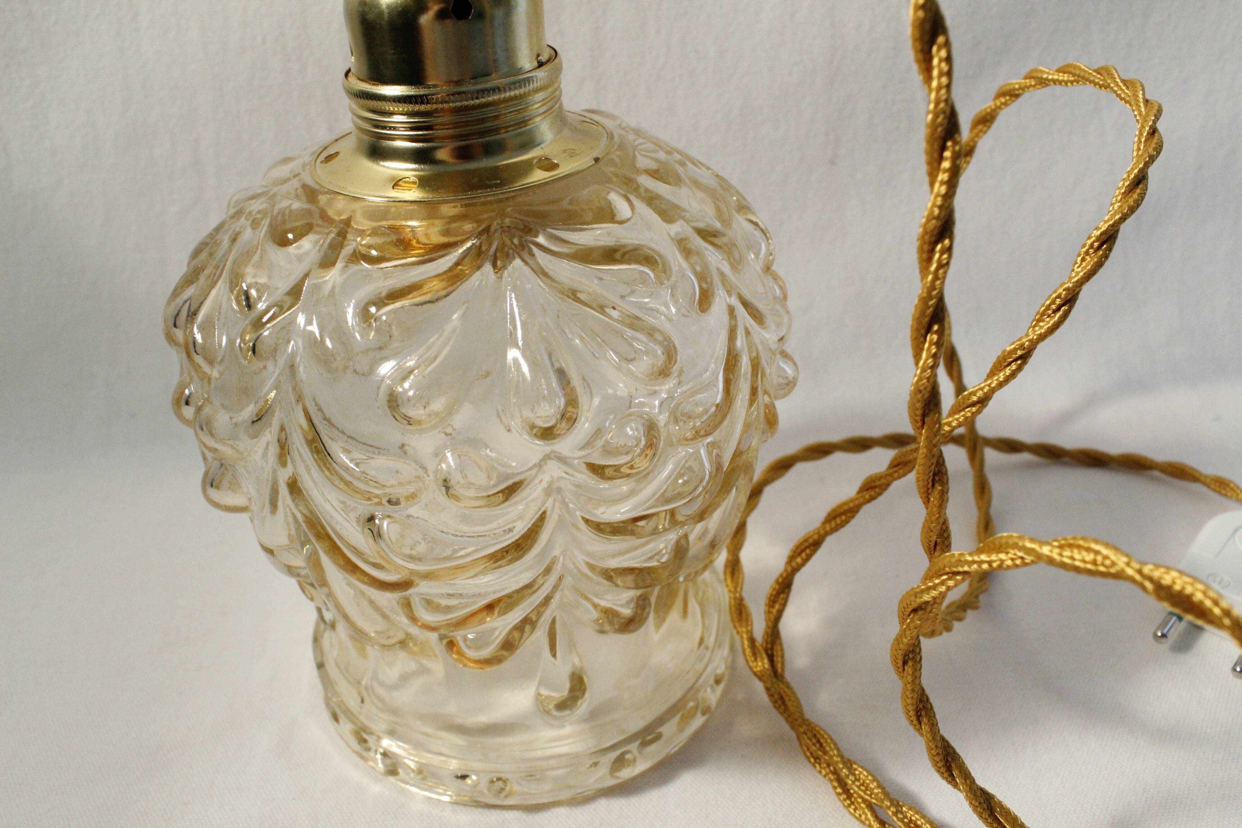 Vintage globe tulip walker amber glass, restored electricity