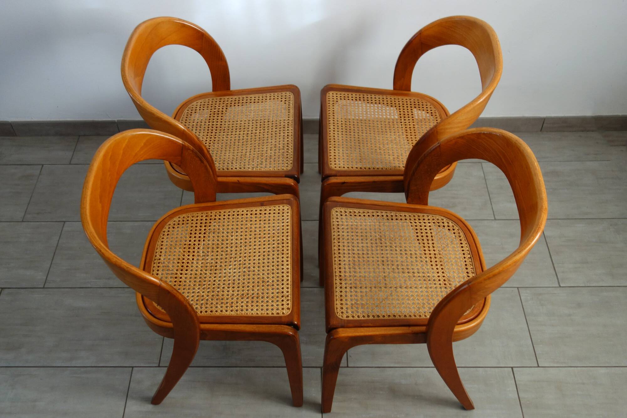 4 chaises Gondole de Baumann, années 70
