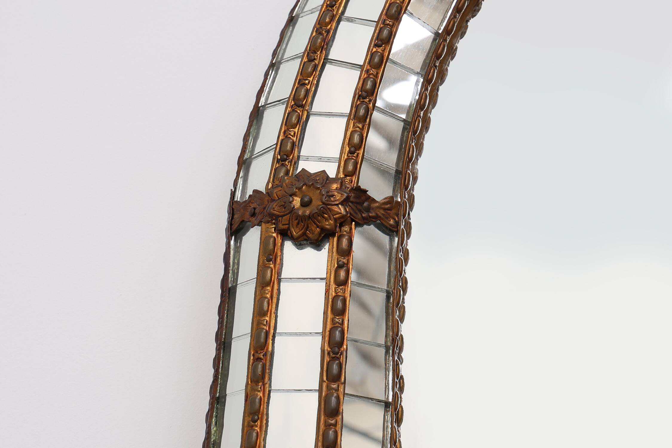 20th Century Spanish trapezoidal Venetian mosaic Mirror with brass details
