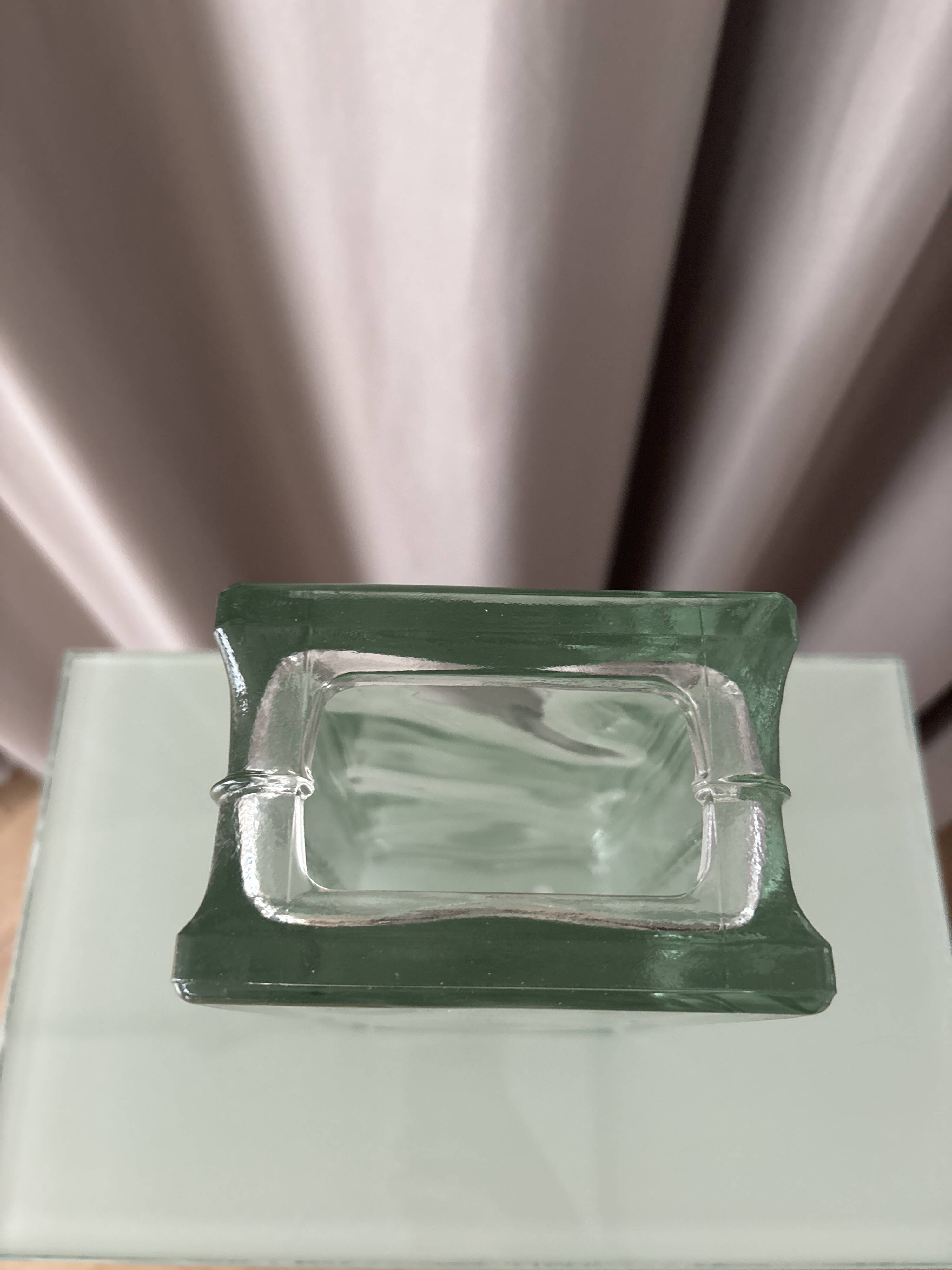 Vintage Rectangular Glass Brick Vase – Minimalist Modern Design (ca. 1980s–
