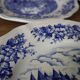 8 vintage Sarreguemines flat plates, Castle model