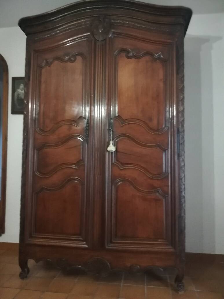 Louis XV period wardrobe in solid walnut