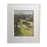 Watercolor painting g. girardot (1856-1914) "la grande morzine" leysin 1909