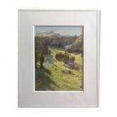 Tableau aquarelle g. girardot (1856-1914) "la grande morzine" leysin 1909