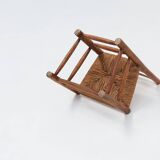 French Wabi-Sabi wood and wicker side Chair, 1850s