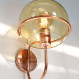 Lampe murale en cuivre et en verre du milieu du siècle