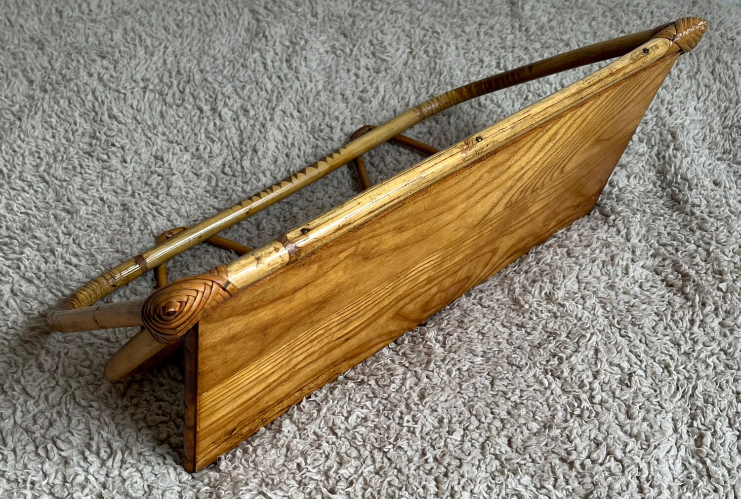 Bamboo wicker wall shelf from the 80s