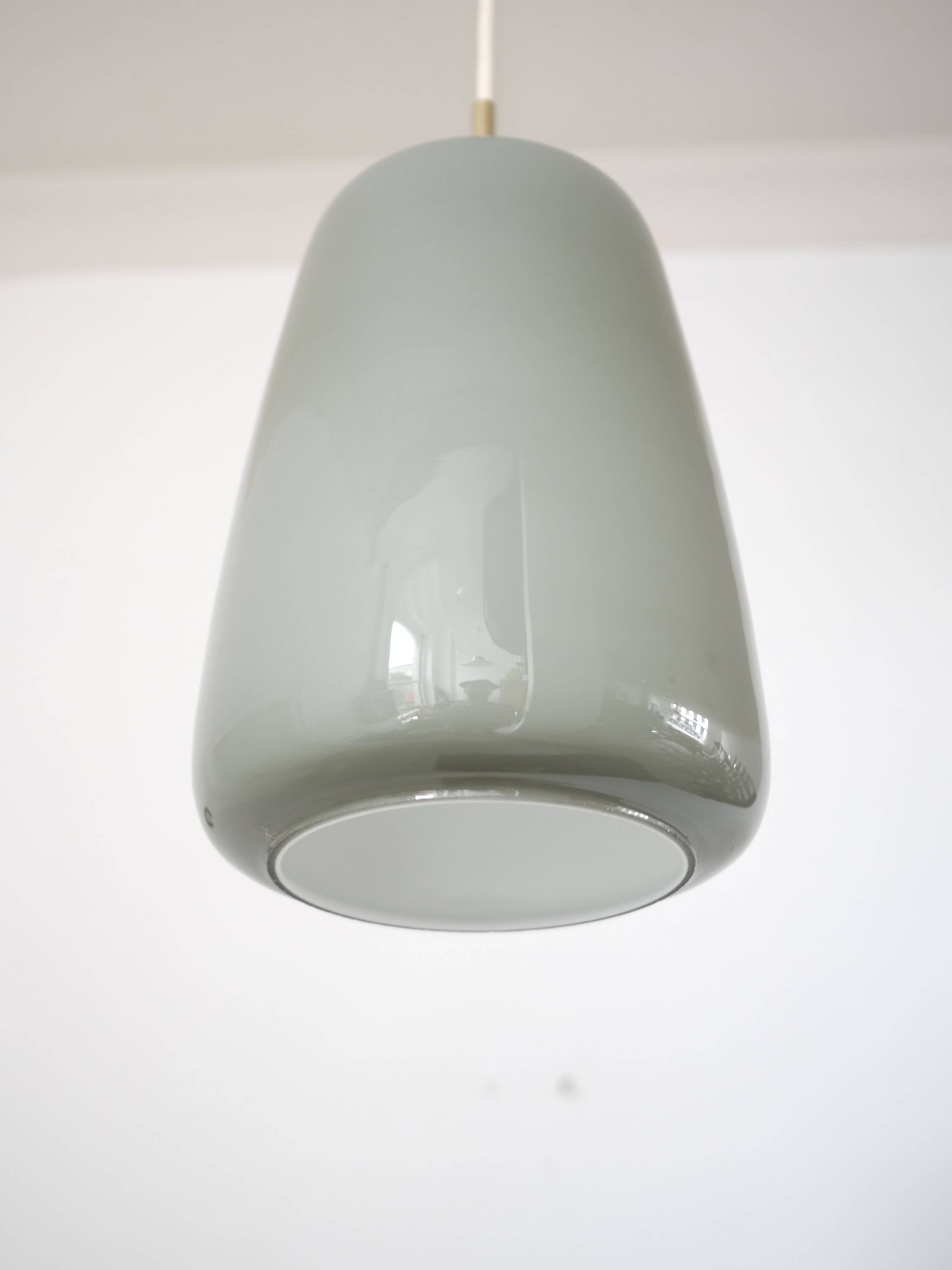 Mouse grey opaline pendant light 1950