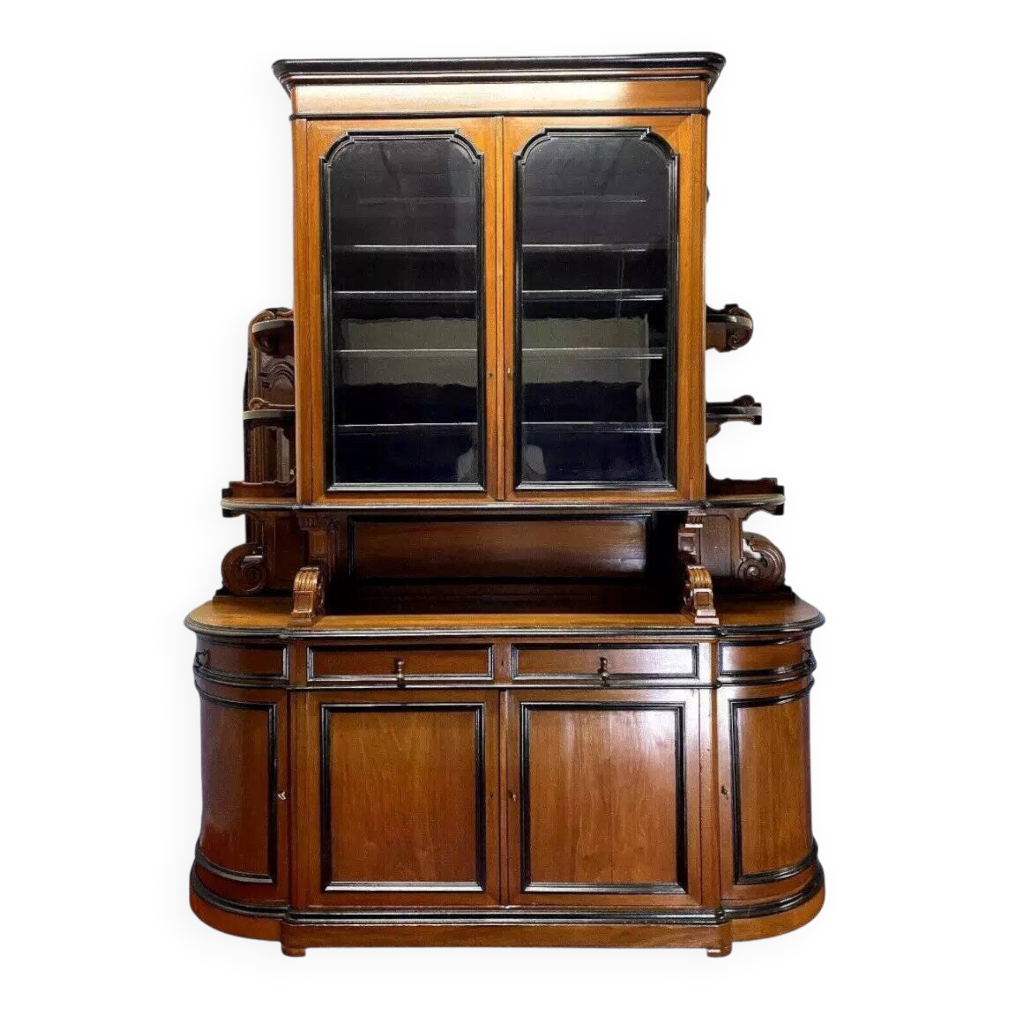 Important Half-Moon Library from the Louis Philippe era in Walnut and Wood N