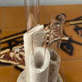 Vintage soliflore vase in travertine and glass