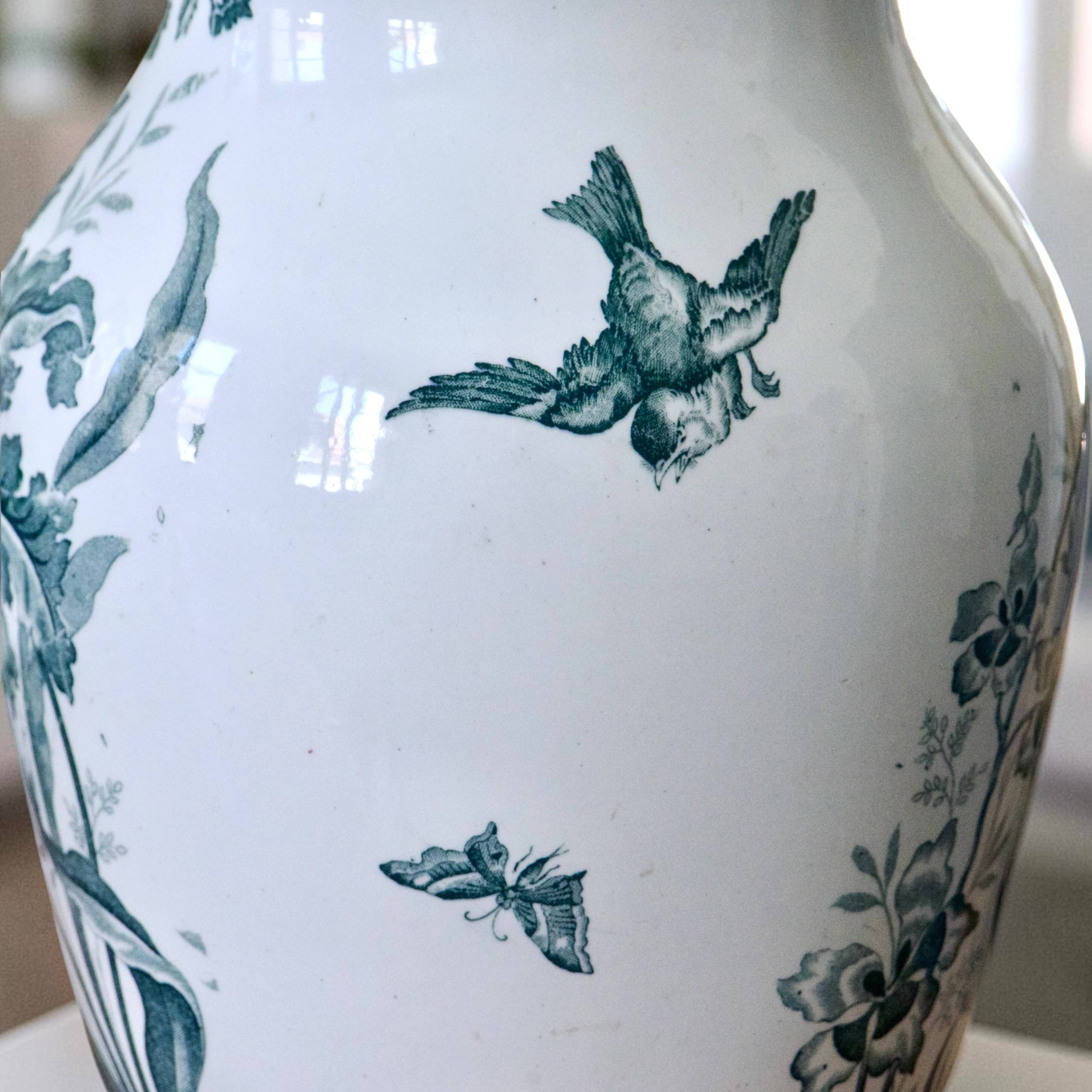 Large jug / carafe from the 19th century, ironstone, bird signed Moulin des Loups.