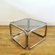 70 sofa end in smoked glass and aluminum base