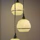 Vintage art deco triple globe pendant light in mint and gold glass