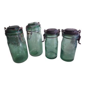 Set of 3 old jars l'Idéal