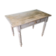 Table en bois bureau patine grise