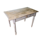 Table en bois bureau patine grise