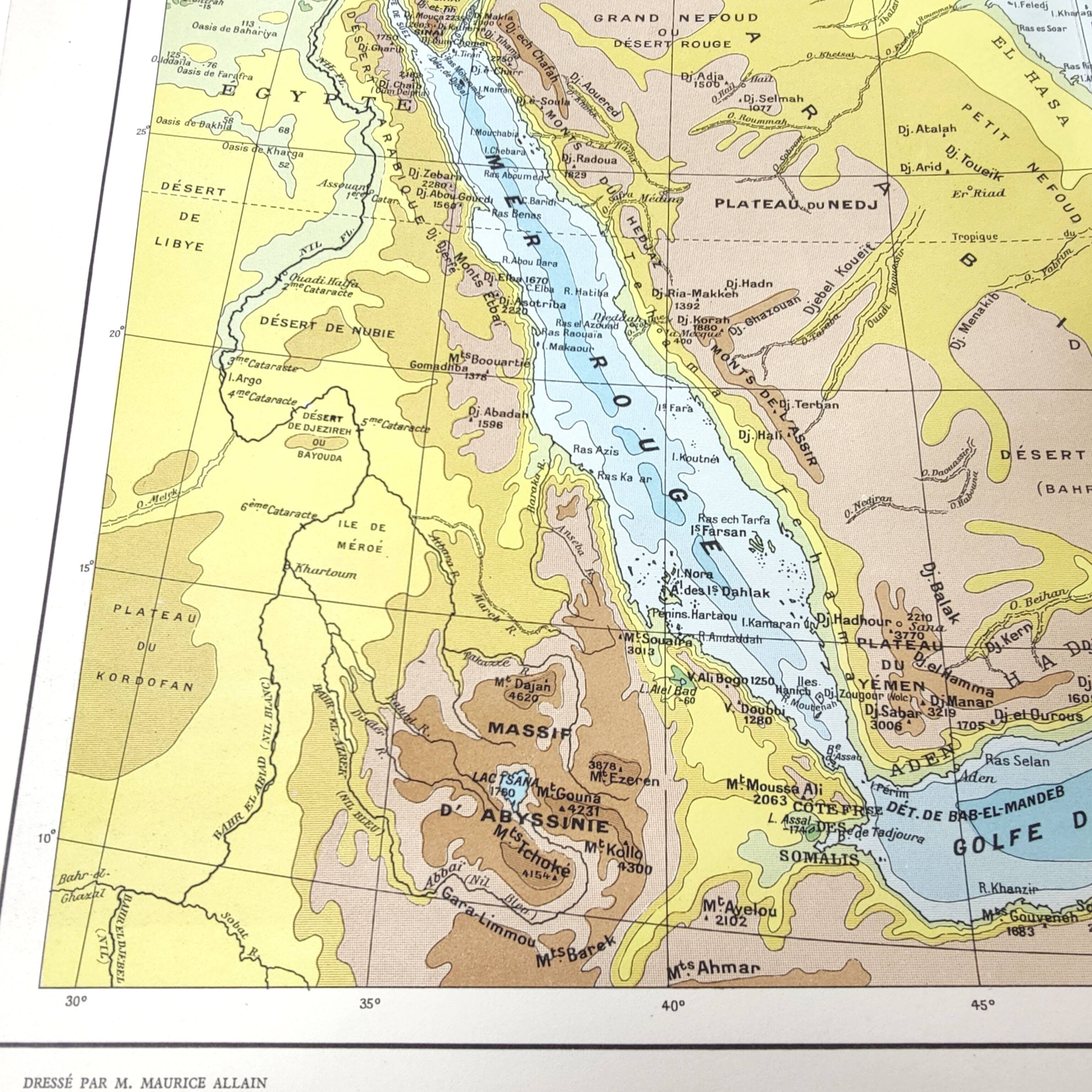 Vintage Western Asia map 43x43cm from 1950