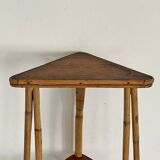 Small vintage rattan corner shelf 60's