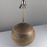Paire de pieds de lampes de table en bois laminé et laiton, années 1960