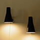 Blue metal cone shaped wall sconces pair by Asea - Sweden 1950s