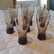 Set of 10 smoked glasses from the 60s/70s