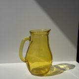 Vintage yellow glass pitcher H20.5