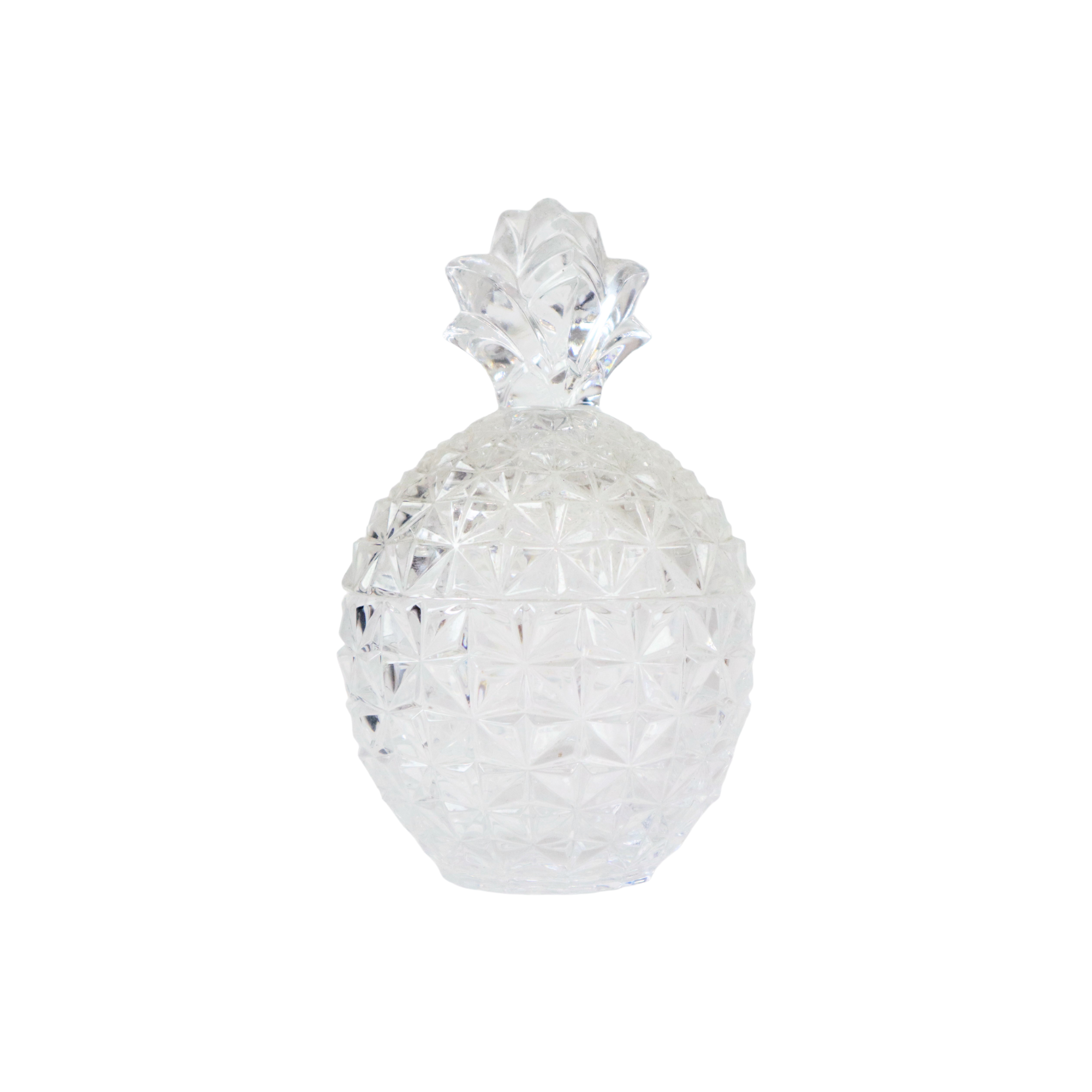 Vintage crystal pineapple sugar bowl pot france 14cm