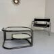 Vintage tubular coffee table with glass top, Italian design Morex, 70s