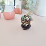 Pill box, small vintage cloisonné pill box in apple