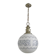 French Mid-Century Globe Pendant, Blue Pattern Shade, Vintage Hanging Light