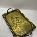 Brass tray with rose pattern