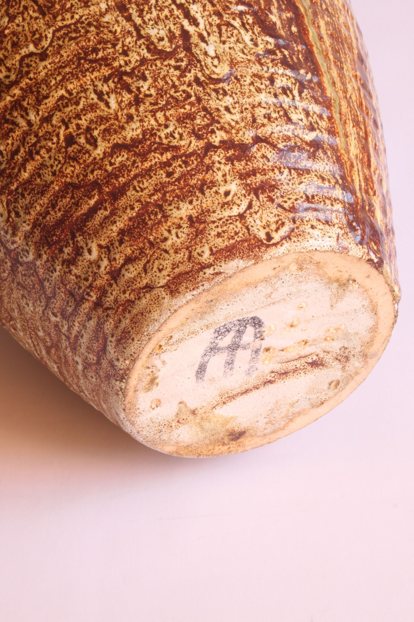 Freeform open worked vase by "Les potiers d'Accolay", France 1970s.