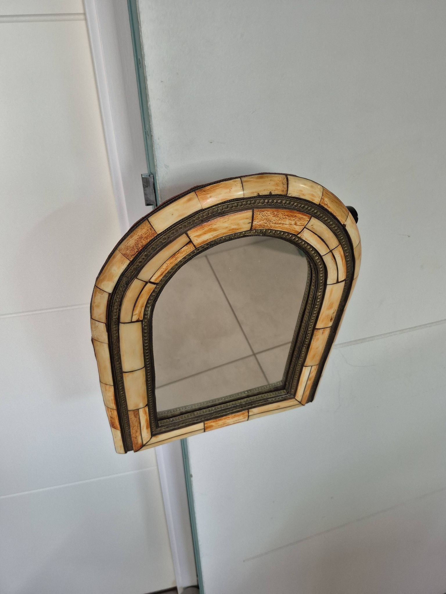 Ancient oriental brass mirror – arch shape