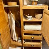 Asymmetrical raw wood wardrobe
