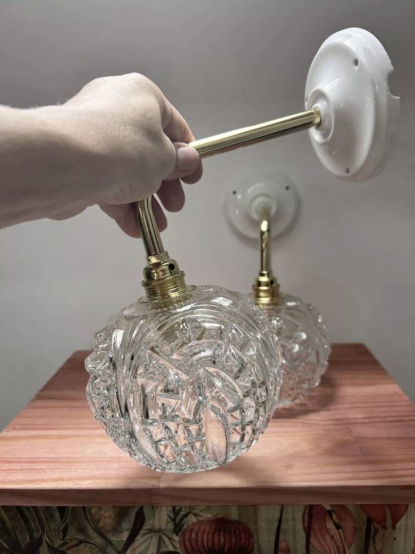 Pair of vintage globe wall lights