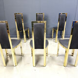 Vintage French brass dining chairs, set of 6 - 1970s