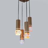 Chandelier with 4 pendants and acrylic glass diffusers by Gaetano Missaglia, 1960s.