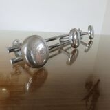 Chrome coat rack, 3 70s patères
