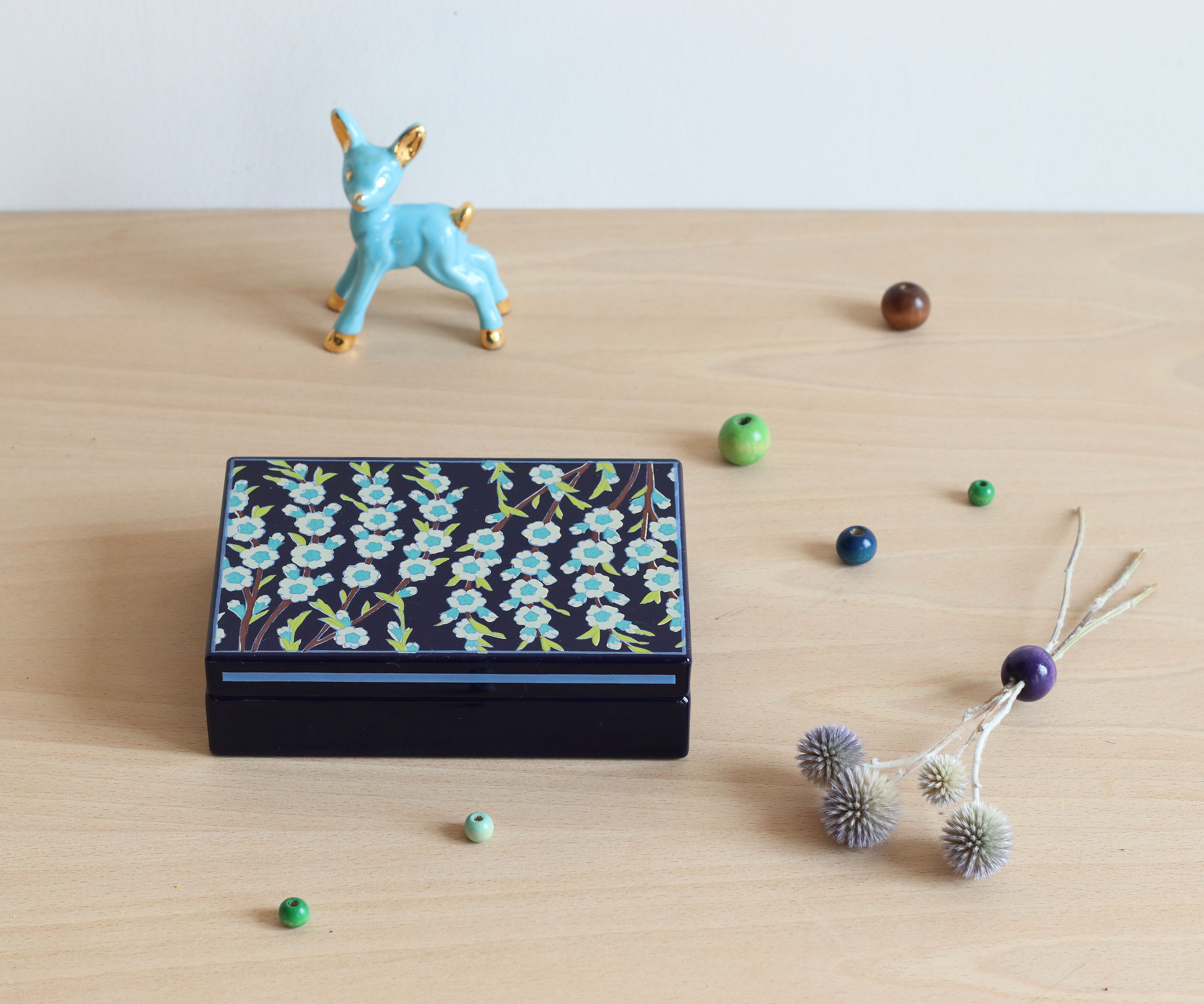 Enamelled sheet metal box floral pattern by Jean Neuhaus