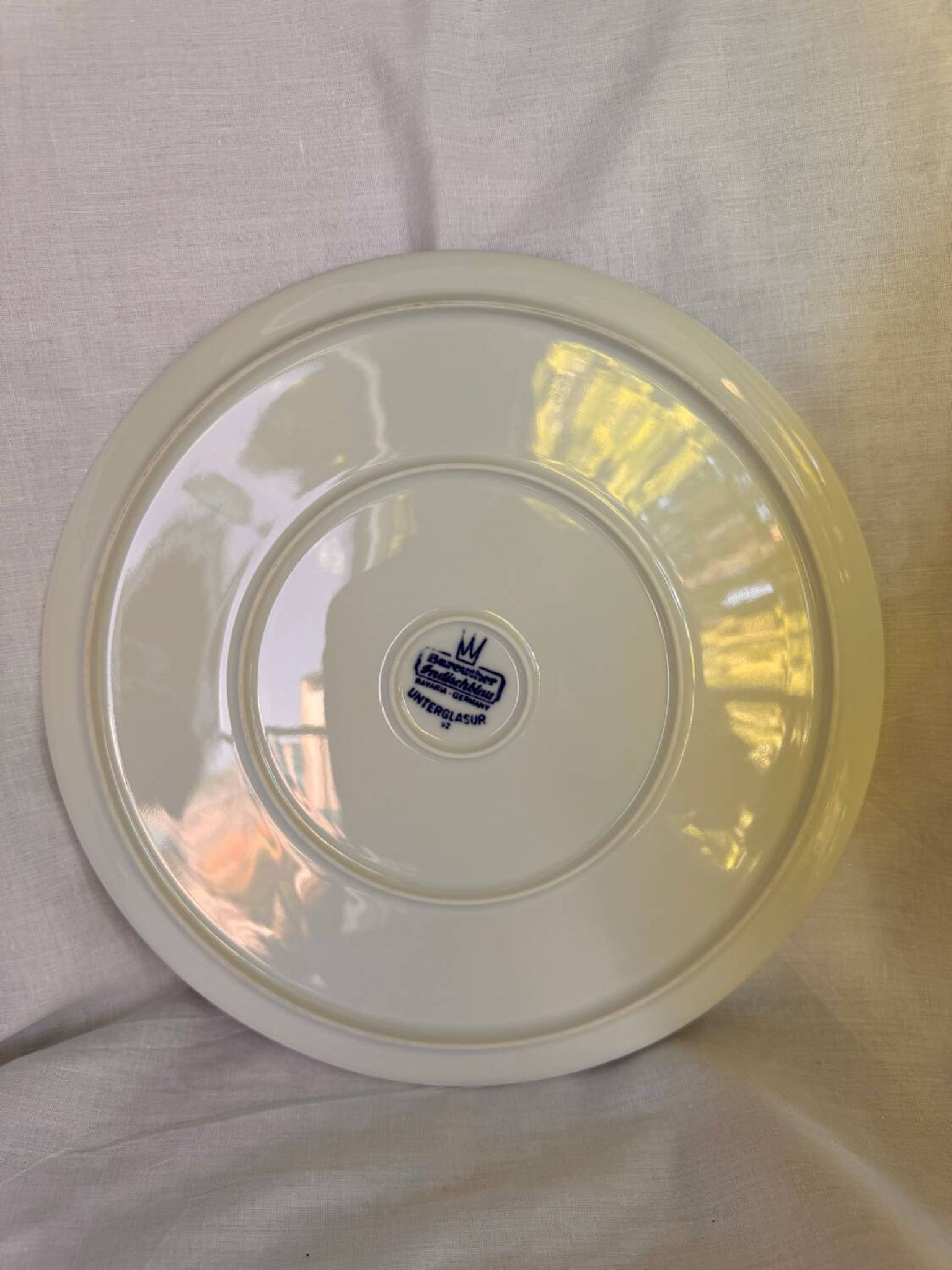 Decorated blue porcelain cake stand Bareuther Bavaria