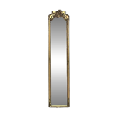 Miroir d’entre-deux 238,5cm/51cm à frontons doré à la feuille d’or glace biseautee, boiserie