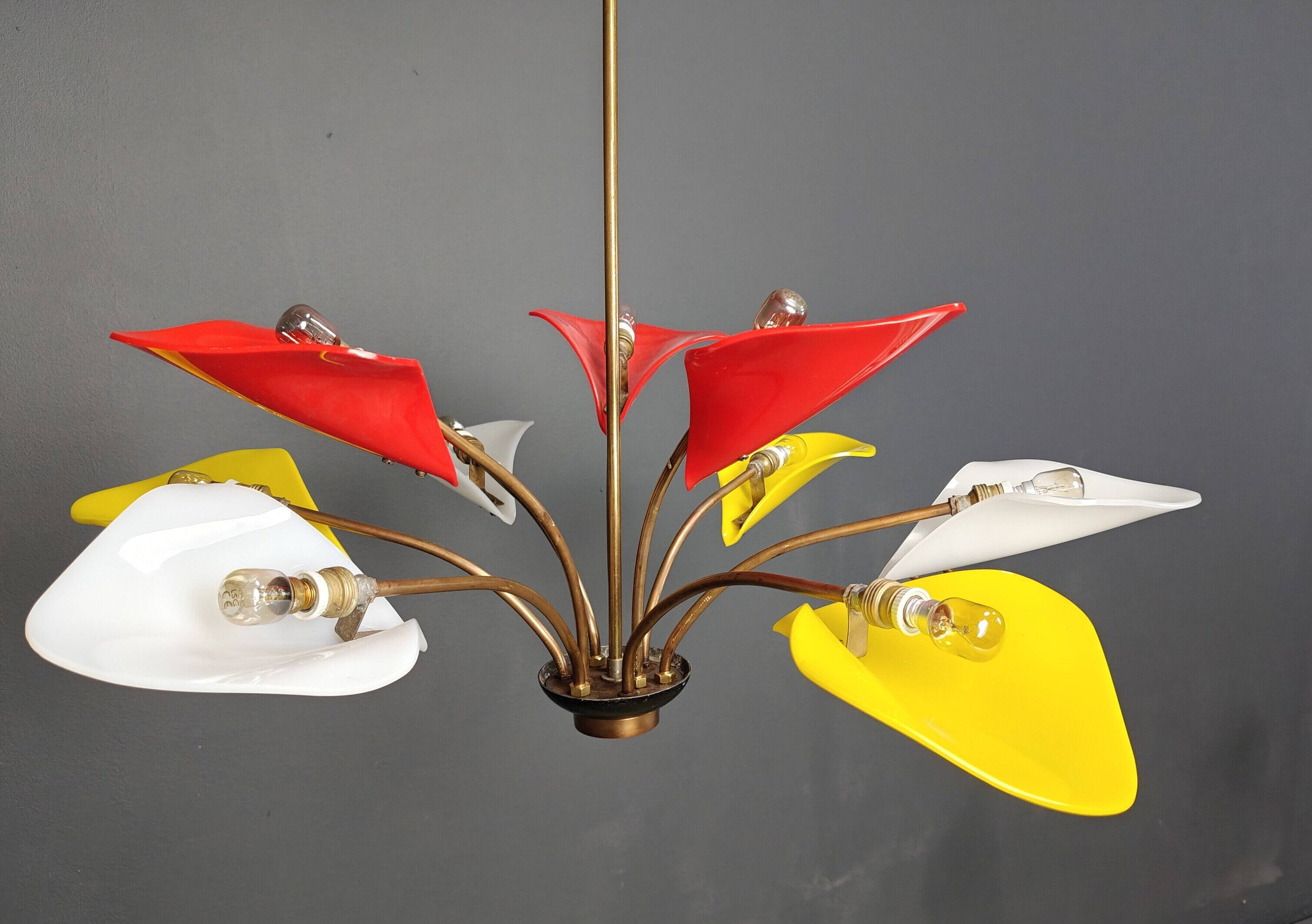 Vintage multi colour Italian chandelier, 1960s