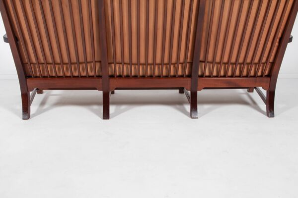 Canapé 3 places moderne danois du milieu du siècle avec coussins en cuir cognac