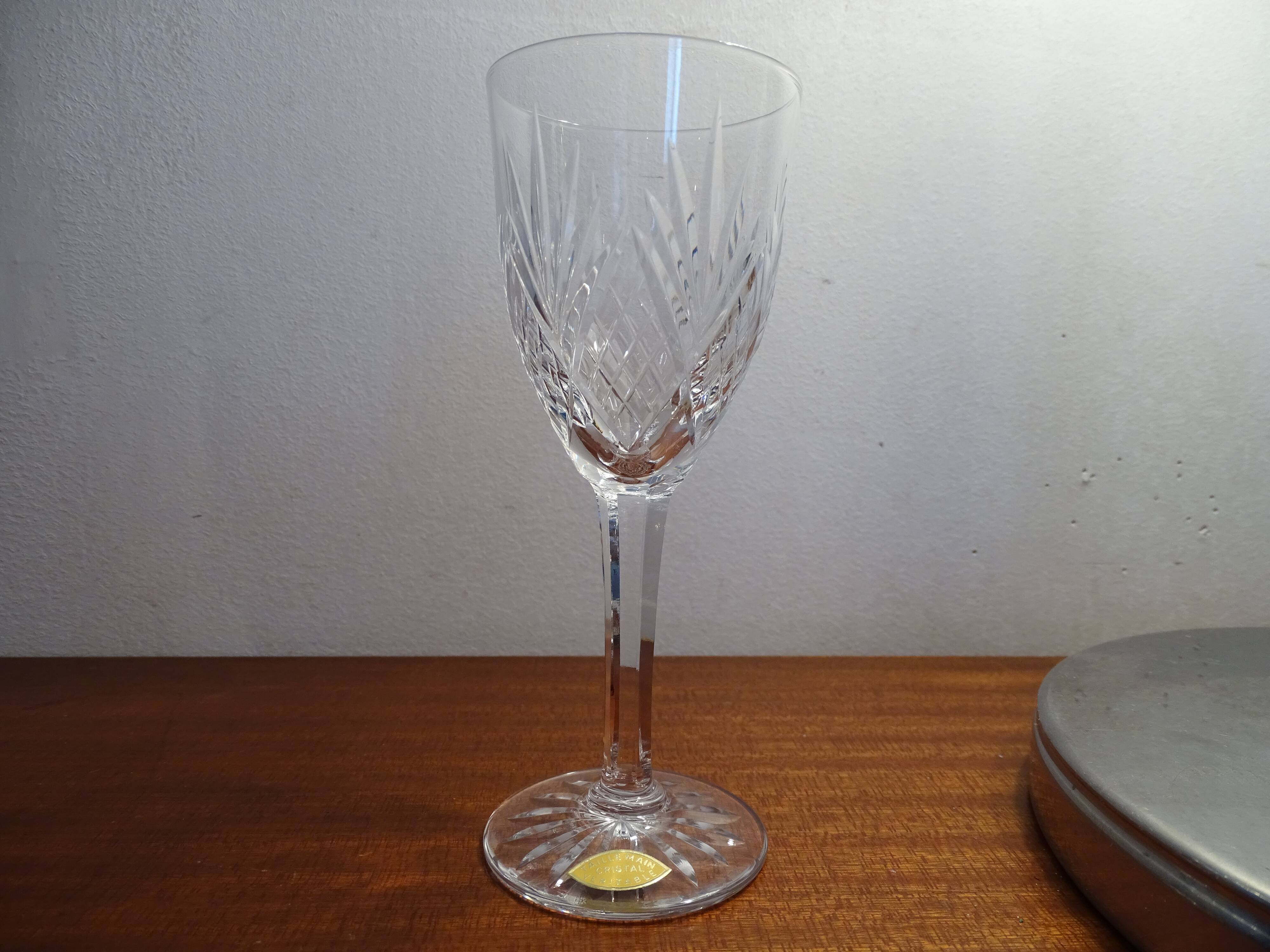 6 glasses white wine / port crystal of Lorraine cut old